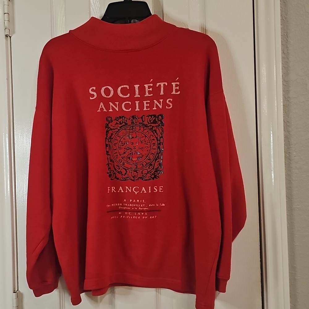Vintage 90's European Societe Anchiens Red Sweater Size 3 Fits L to XL
